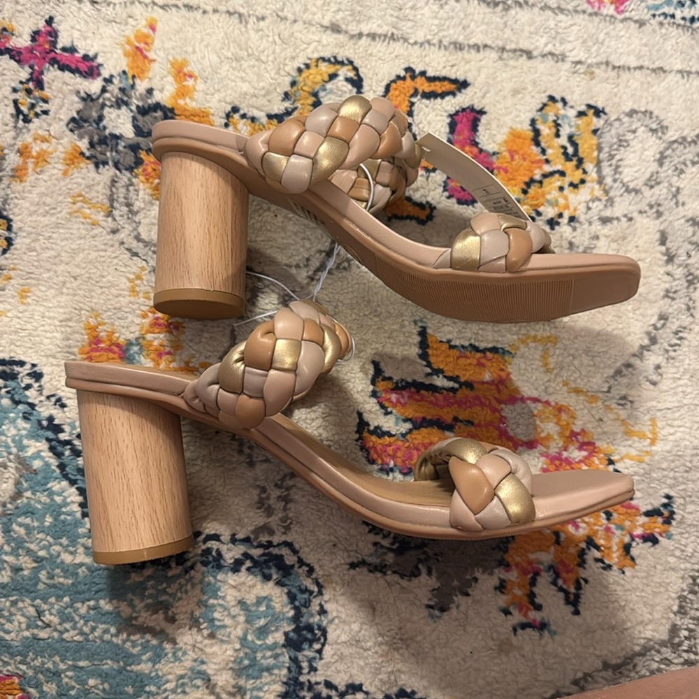 A New Day Braided Heels Basil multi colored tan gold - Picture 5 of 6